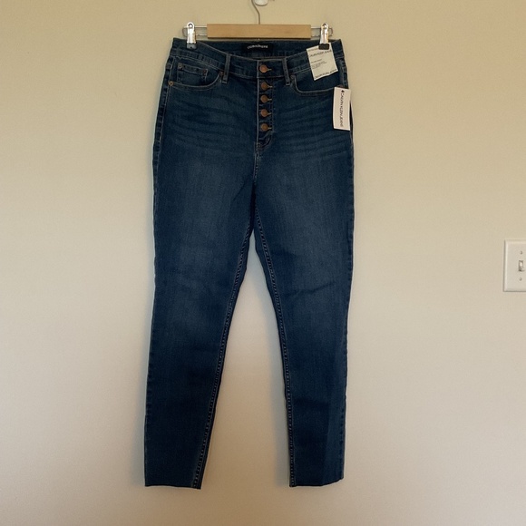 Calvin Klein Jeans Exposed Button High Rise Skinny Jean Sz 12/31 Blue Repreve - Picture 1 of 13